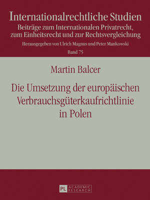 cover image of Die Umsetzung der europaeischen Verbrauchsgueterkaufrichtlinie in Polen